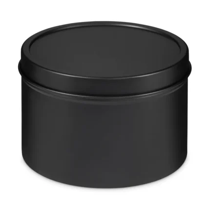 Metāla trauki svecēm ar vāciņu – melni 250 ml